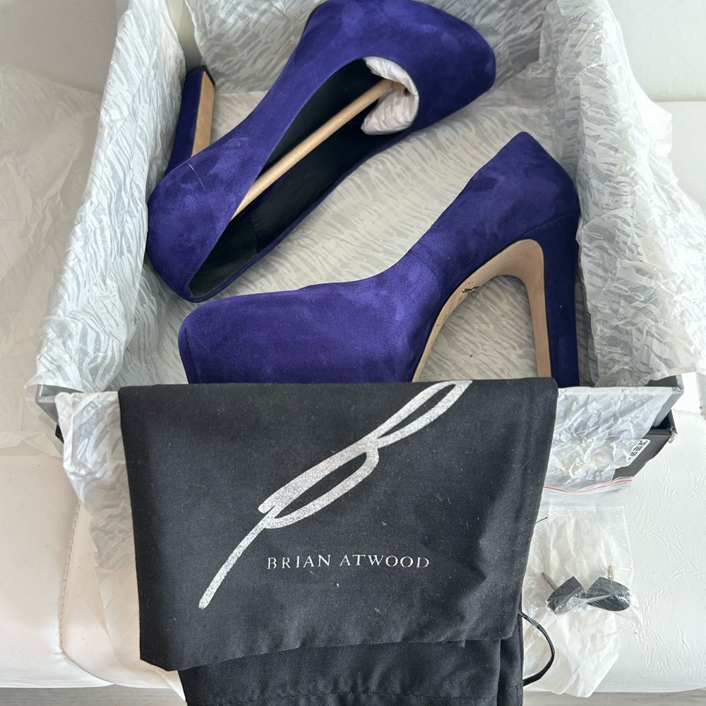 Brian Atwood Royal Blue Suede Heels